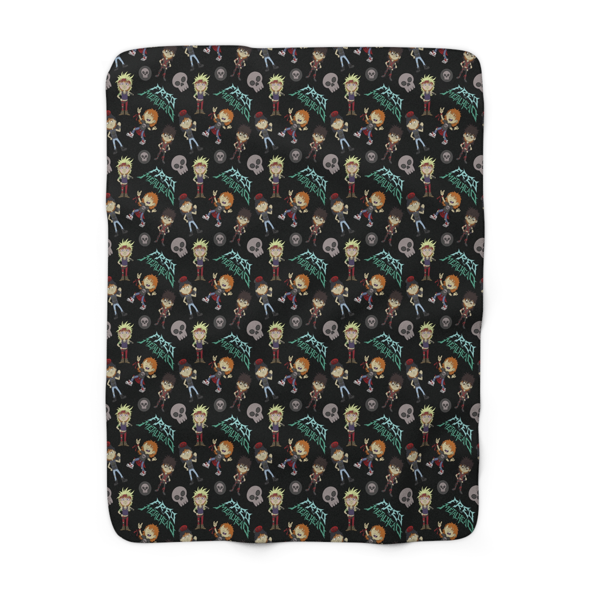 Fred The Metalhead Pattern - Sherpa Fleece Blanket - Image 2