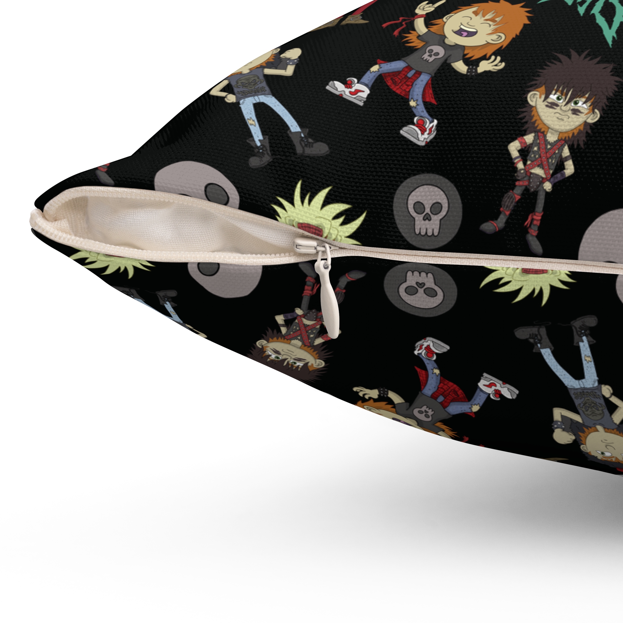 Fred The Metalhead Pattern - Spun Polyester Square Pillow - Image 2