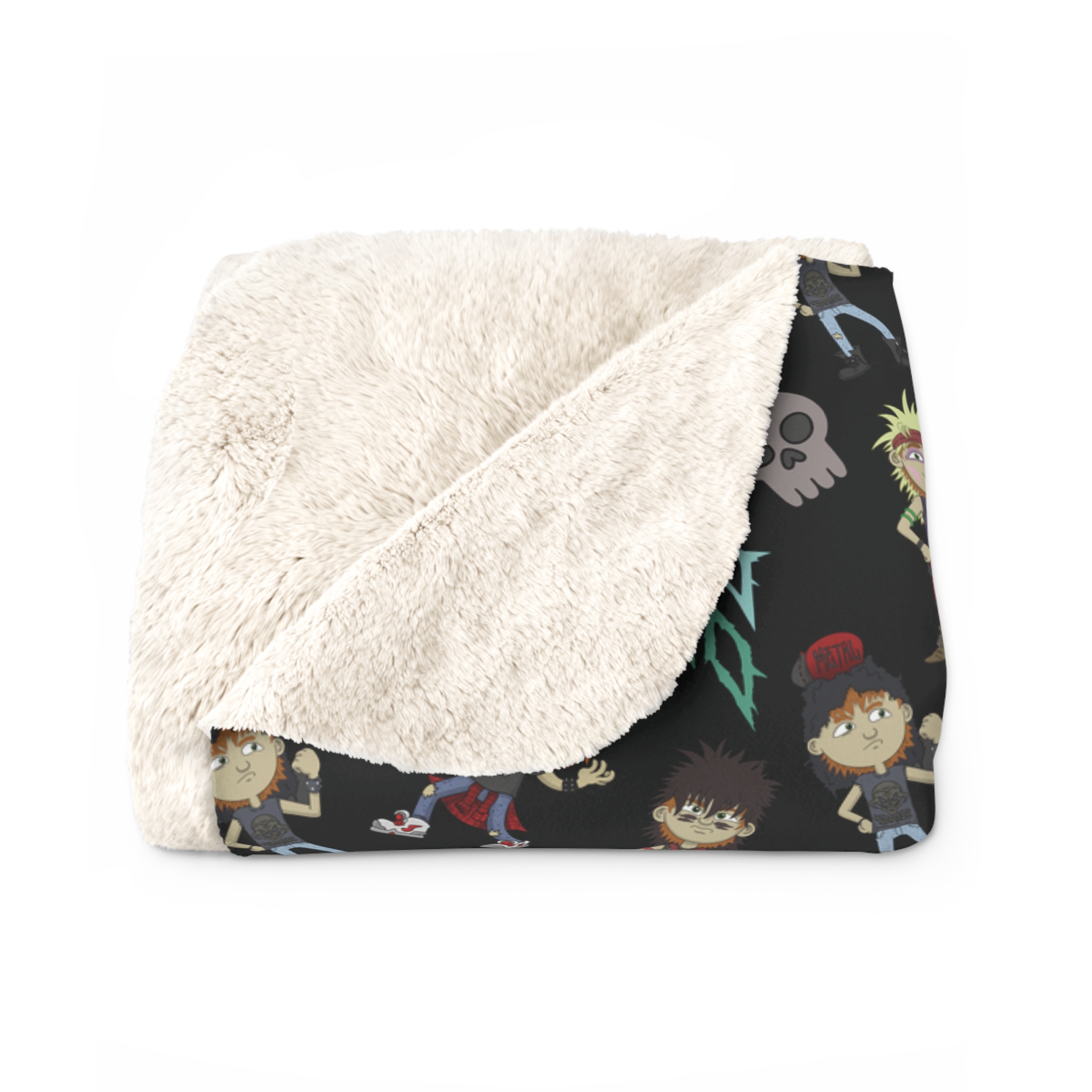 Fred The Metalhead Pattern - Sherpa Fleece Blanket - Image 3